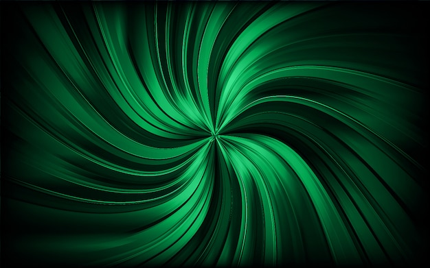 Green abstract swirl trail or tunnel. Rotating sparkling background. Vector