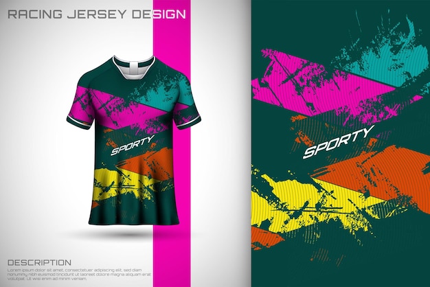 Green abstract textured sports tshirt design for racing football gaming motocross cycling