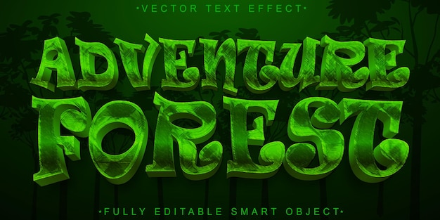 Vector green adventure forest vector fully editable smart object text effect