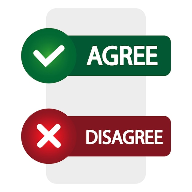 Green agree. Red disagree. Vector illustration.