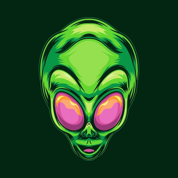 green alien head vector illustration