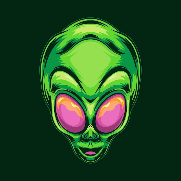 Vector green alien head vector illustration