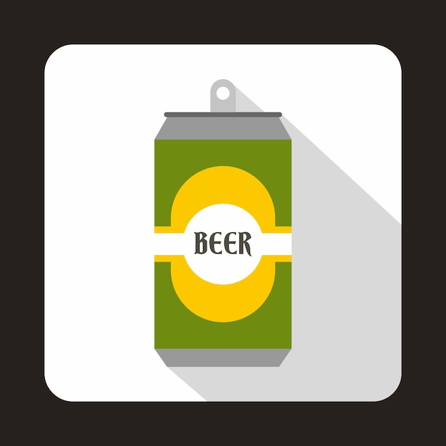 Green aluminum can icon in flat style on a white background