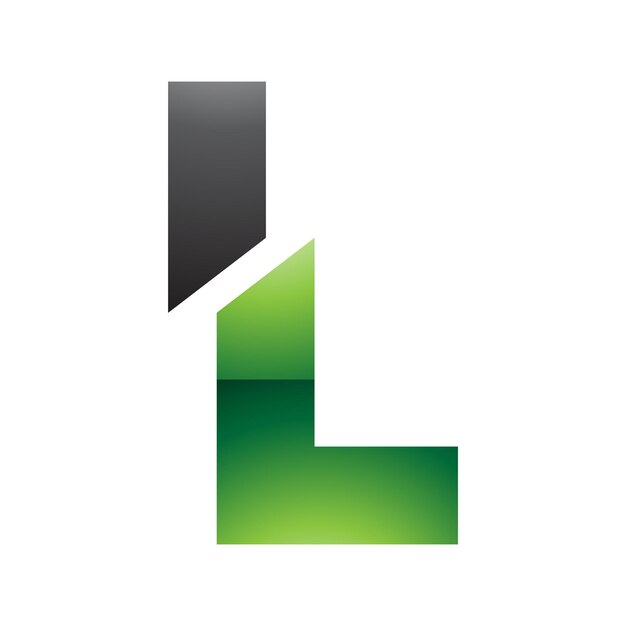 Вектор Зелёная и черная блестящая икона в форме буквы l