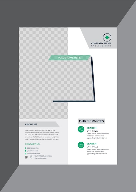 ベクトル 緑と白のビジネスチラシデザインテンプレート