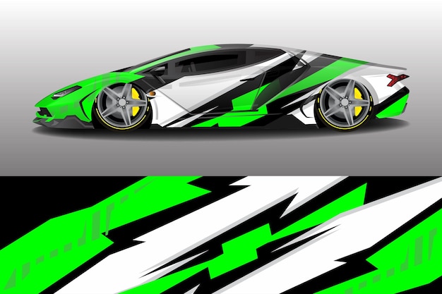 녹색과 흰색 Racing Car Wrap Livery 스티커 디자인