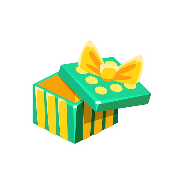 현재 장식적인 감싸인 마분지 축하 Giftbox 없는 녹색과 노란 빈 선물 상자