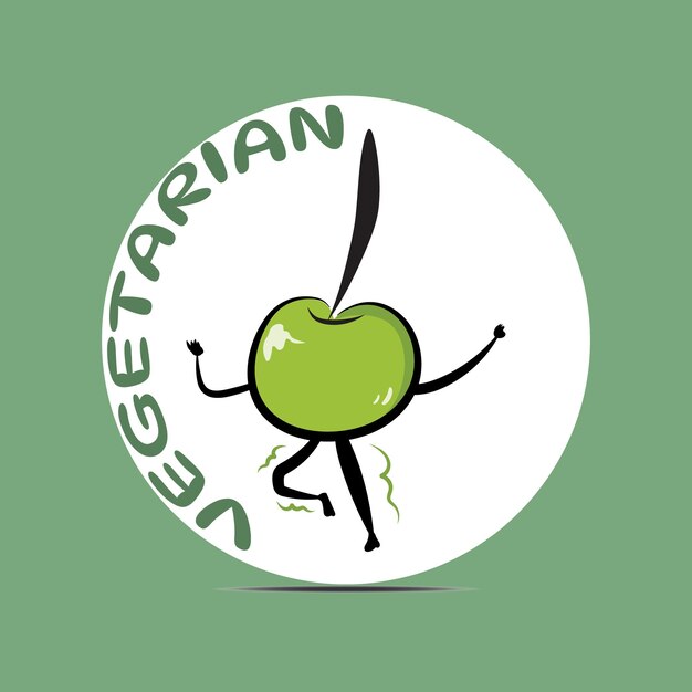 Green apple cool character commemorates world vegetarian day