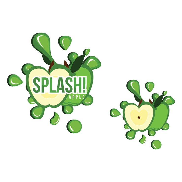 Vector green apple fruit fresh splash juice drink illustration