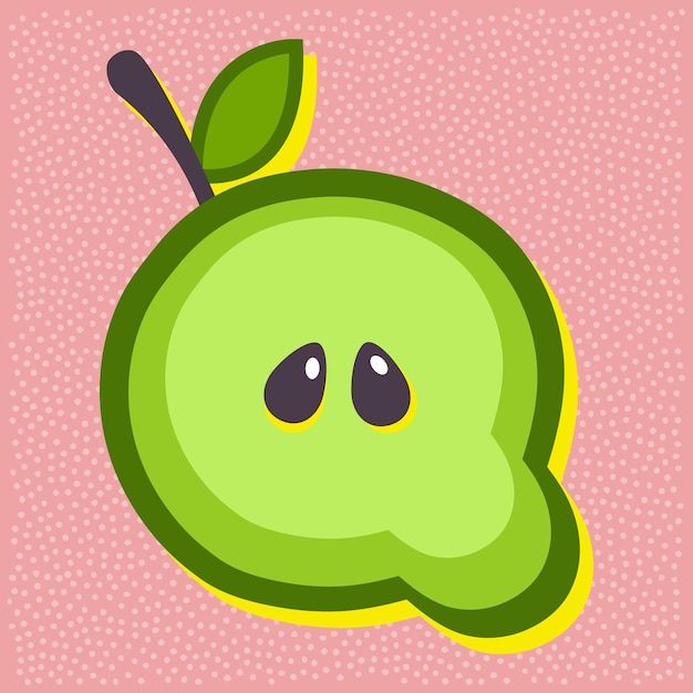 Green apple fruit style alphabet text letter Q