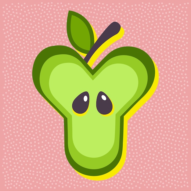 Vector green apple fruit style alphabet text letter y