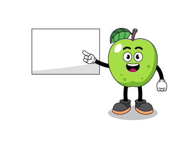 Green apple illustration doing a presentation character design