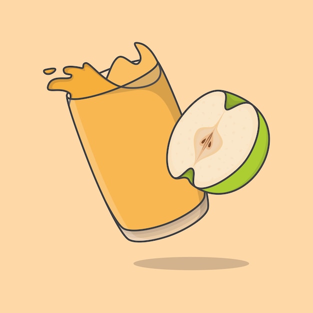 Green apple juice cartoon vector illustration fresh apple juice flat icon outline