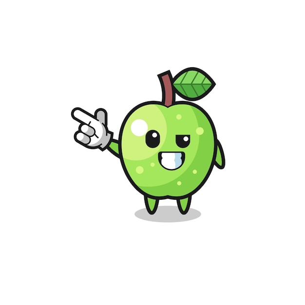 Green apple mascot pointing top left