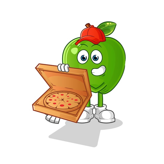 Green apple pizza delivery boy