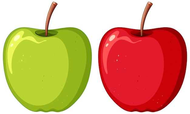 Вектор зеленого яблока и красного яблока