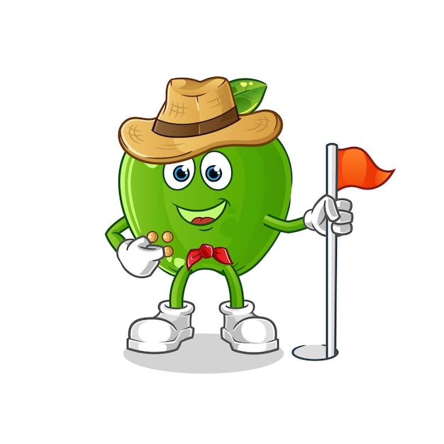 Green apple scout vector. cartoon character