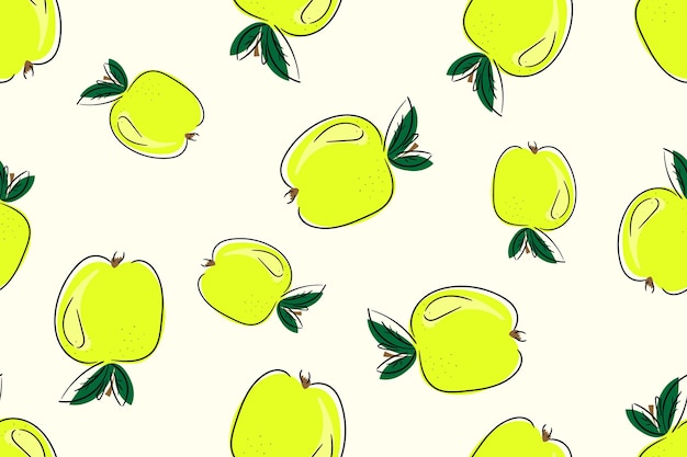 Green Apple seamless pattern Cartoon Vector illustration