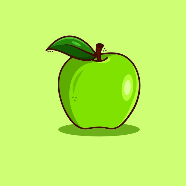 green apple with leaf