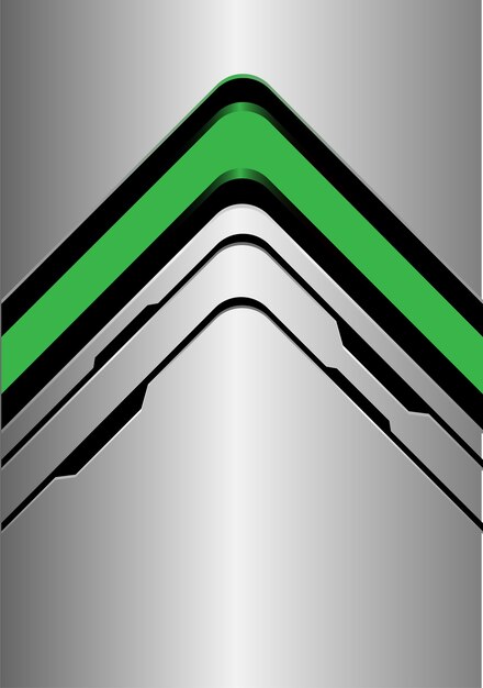 Green arrow direction on silver black line background.