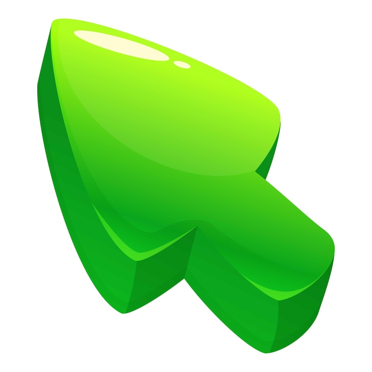 Vector green arrow pointing up representing growth and success