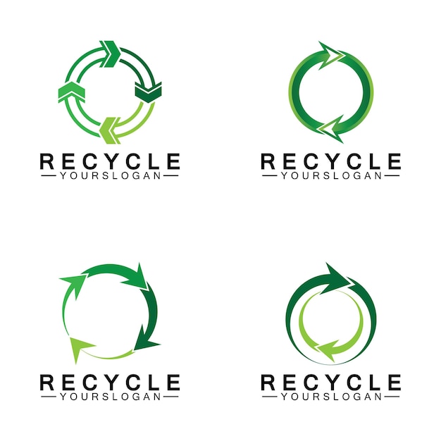 Modello icona vettore logo ricicla freccia verde