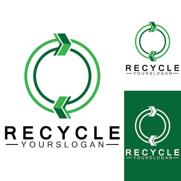 Green arrow recycle logo vector icon template