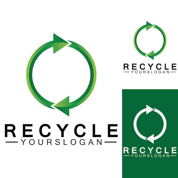 Green arrow recycle logo vector icon template