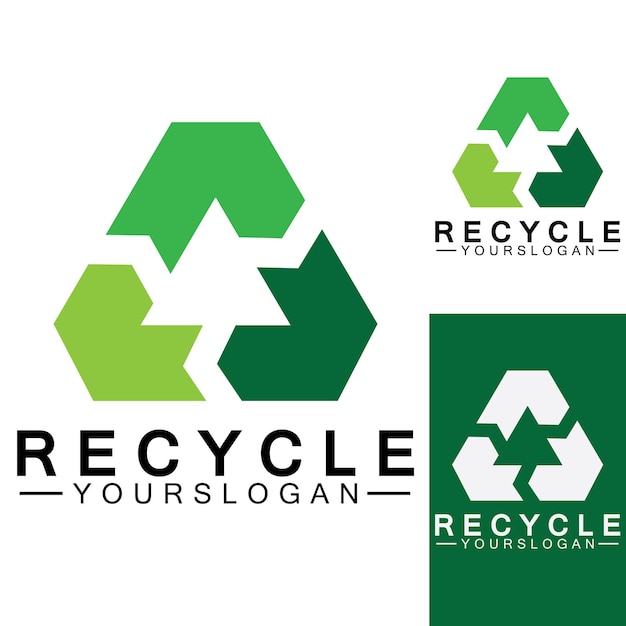 Green arrow recycle logo vector icon template