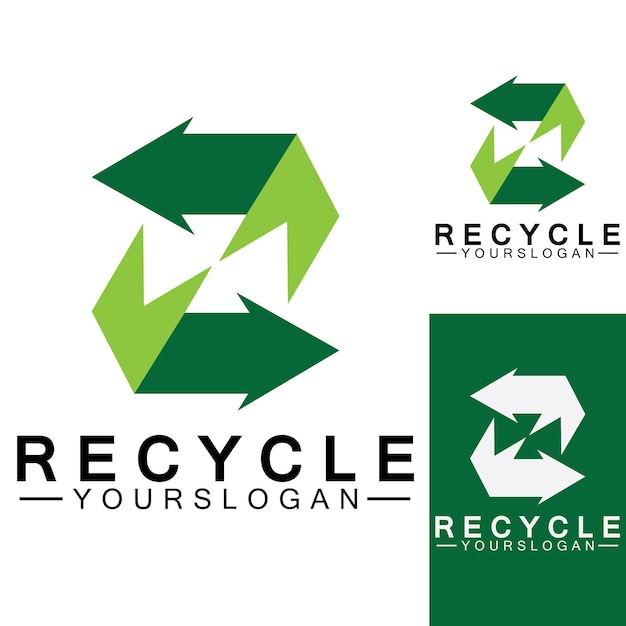 Green arrow recycle logo vector icon template