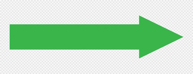Vettore una freccia verde su uno sfondo trasparente indica la direzione del movimento