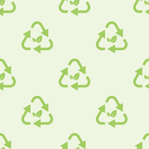 Green arrows recycle with green leaves pattern Vector illustration