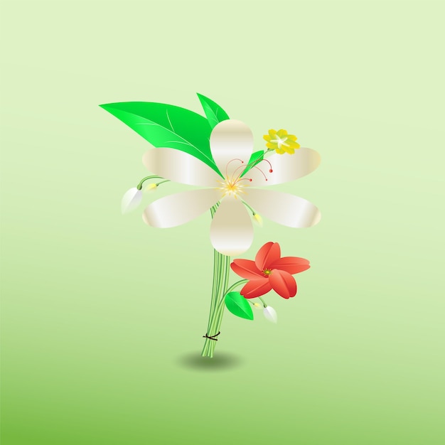Vector a green background with a 3d flower