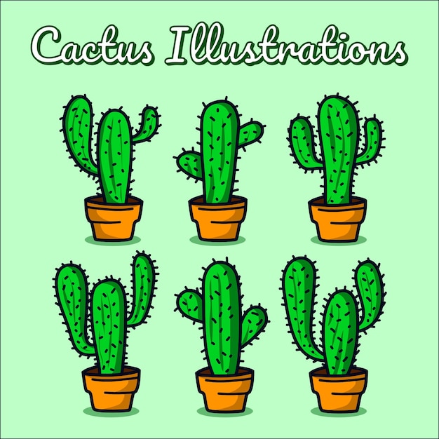 A green background with a cactus illustration written in the middle.