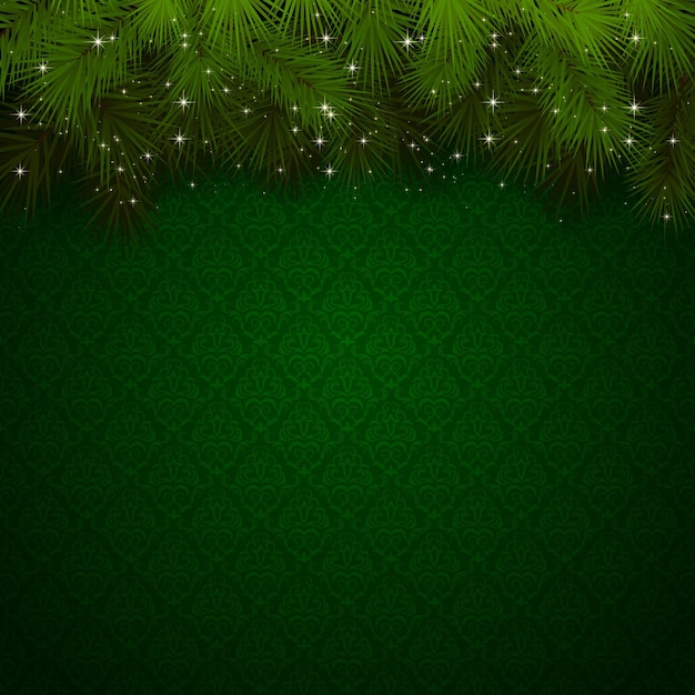 Green background with Christmas tree