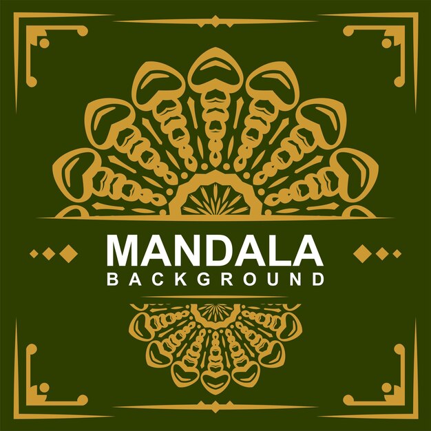 A green background with a gold design that says mandala background.