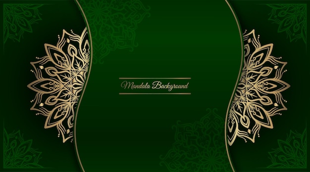 Green background with golden mandala ornament