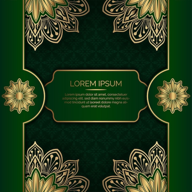 Green background with golden mandala ornament