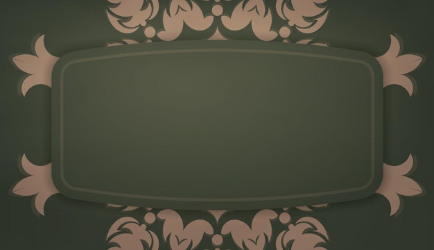 Vector green background with greek brown pattern and space for your logo or text