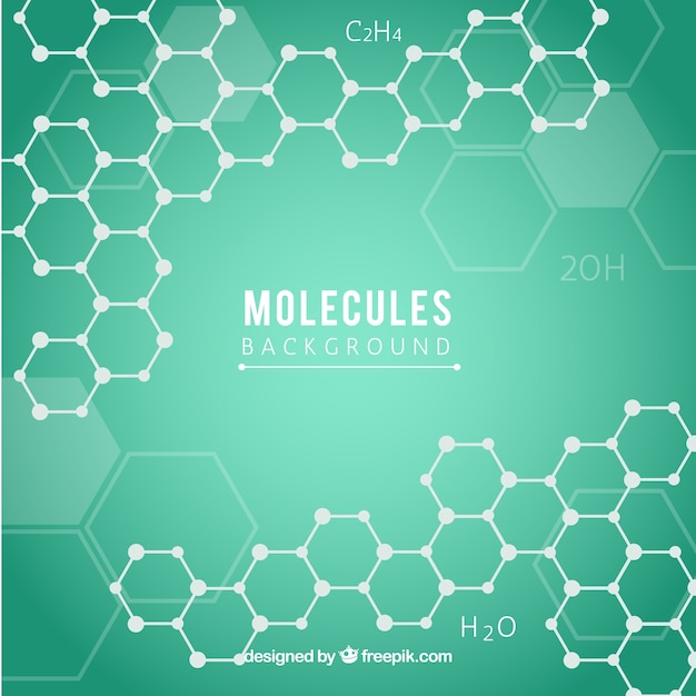 Зеленый фон с шестиугольниками и молекулами