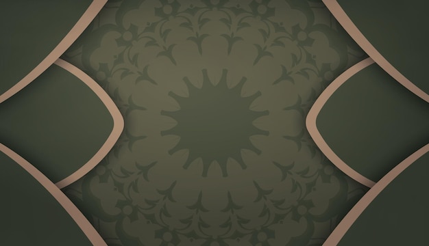 Green background with luxurious brown ornaments and space for your text