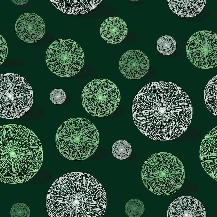 Vector a green background with a pattern of balls and the words " green " on the bottom.