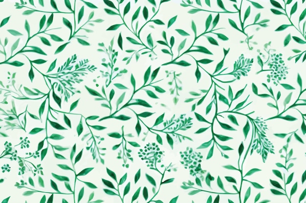 A green background with a pattern of leaves and branches.