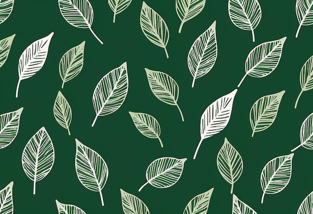 a green background with a pattern of leaves and the word leaf