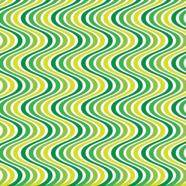 緑色の背景に黄色緑色青色の線のパターンが描かれています