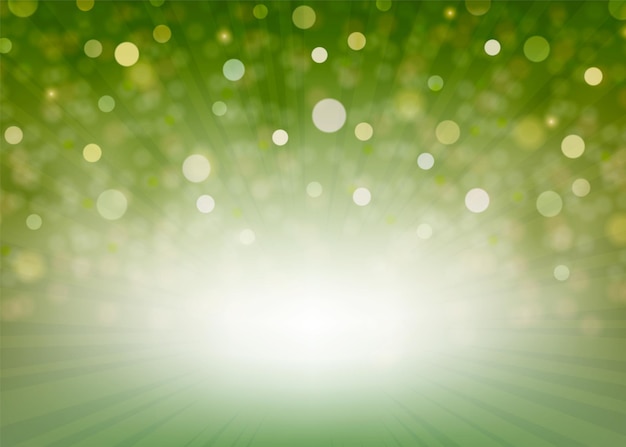 Vector green background with rays of light