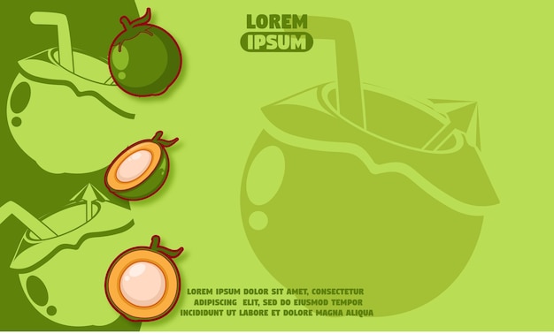 green background with silhouette of coconut icon