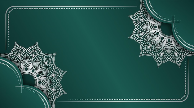 Green background with silver ornament