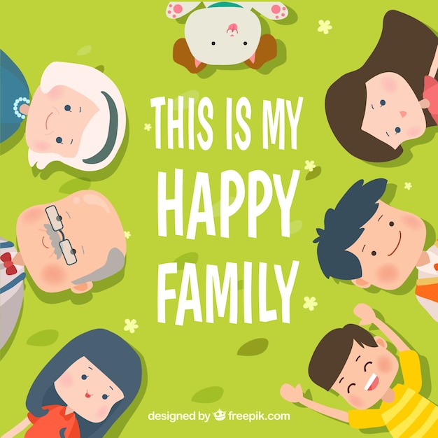 Vector green background with smiling family