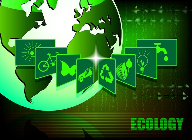 Green background with symbols of ecology